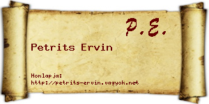 Petrits Ervin névjegykártya